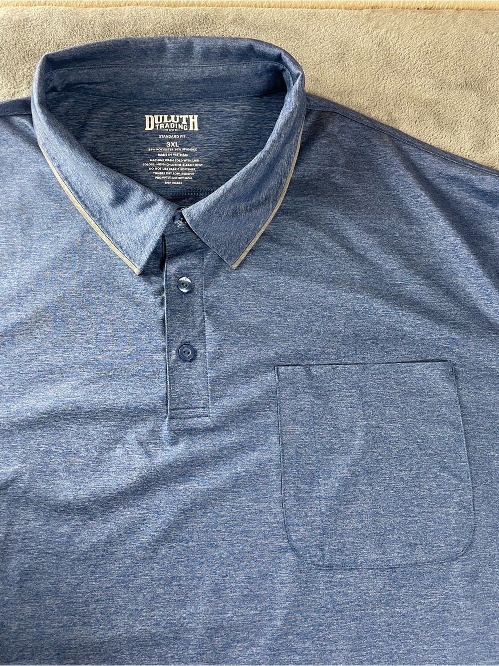 Duluth Trading Co. Pocket Polo Shirt Mens 3XL XXXL Heather Blue Performance